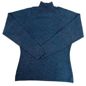 Henri Bendel Men's Deep Blue Turtleneck Sweater 100% Extrafine Merino wool